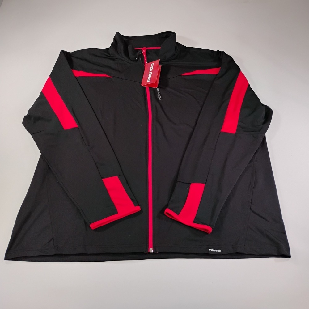 Polaris Men's XXL Black/Red Full Zip Sweater Jacket NWT